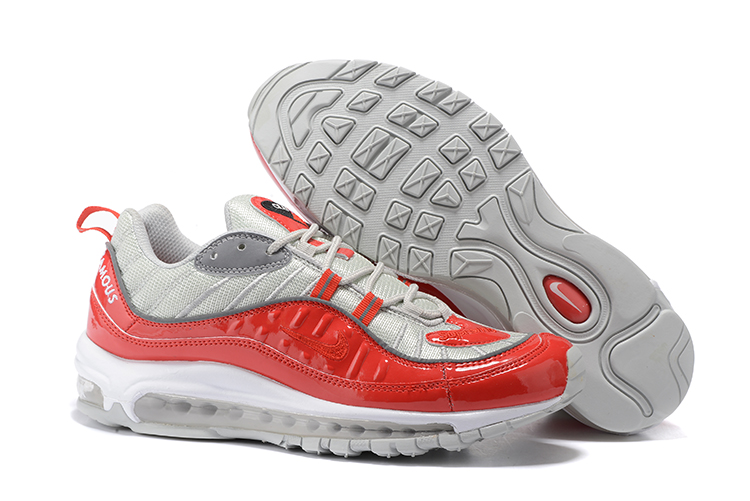 New Nike Air Max 98 Silver Red White Shoes